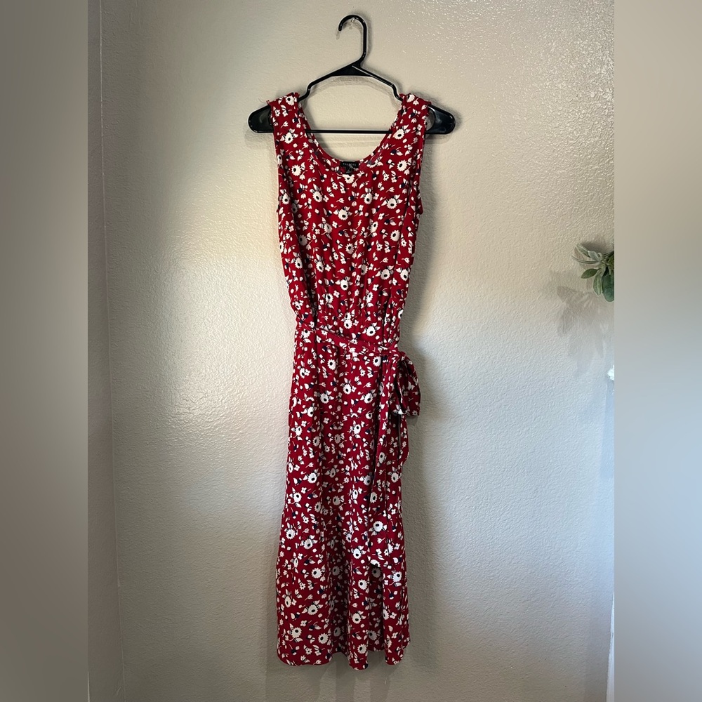TALBOTS Women’s FLORAL CREPE TIERED Midi DRESS Sleeveless Sz 12 Summer Chic - Picture 4 of 10